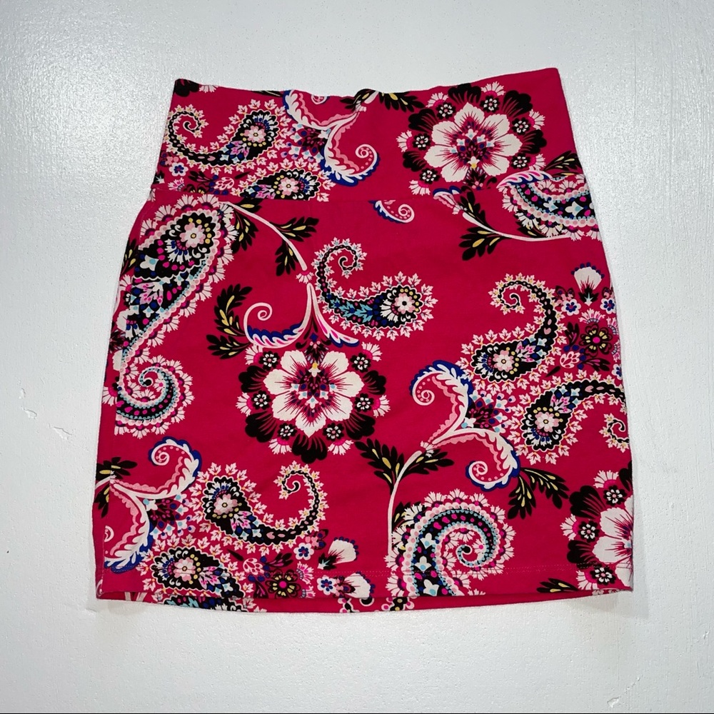 Charlotte Russe Pink Paisley Floral Print Pencil Bodycon Mini Skirt S